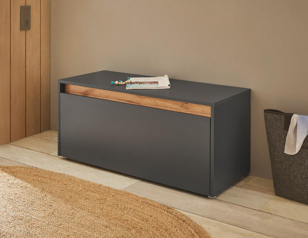 GARDEROBENBANK  in 100/45/40 cm  - Anthrazit/Eiche Wotan, Design, Kunststoff (100/45/40cm) - Modante