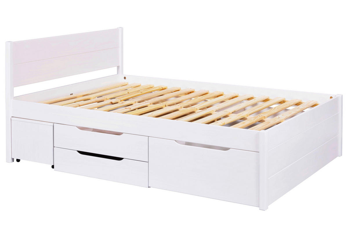 KREVET S PROSTOR. ZA ODLAGANJ   140/200 cm   bijela  - bijela/prirodne boje, Konvencionalno, drvo (140/200cm)