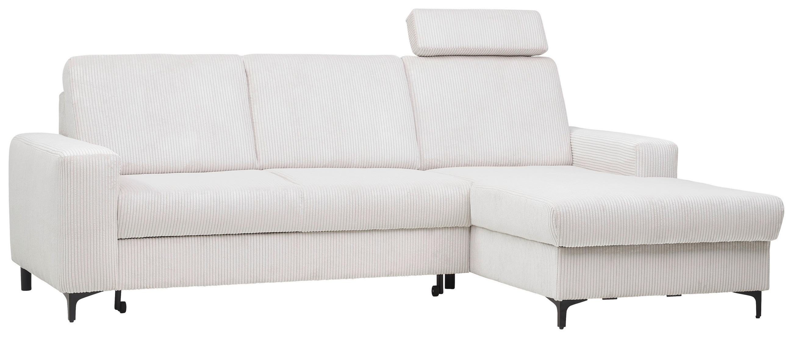 Thumbnail - Stylife Ecksofa, Weiß, Perlmutt, Textil, 4-Sitzer, Ottomane rechts, L-Form, 247x167 cm, Typenauswahl, Stoffauswahl, seit...