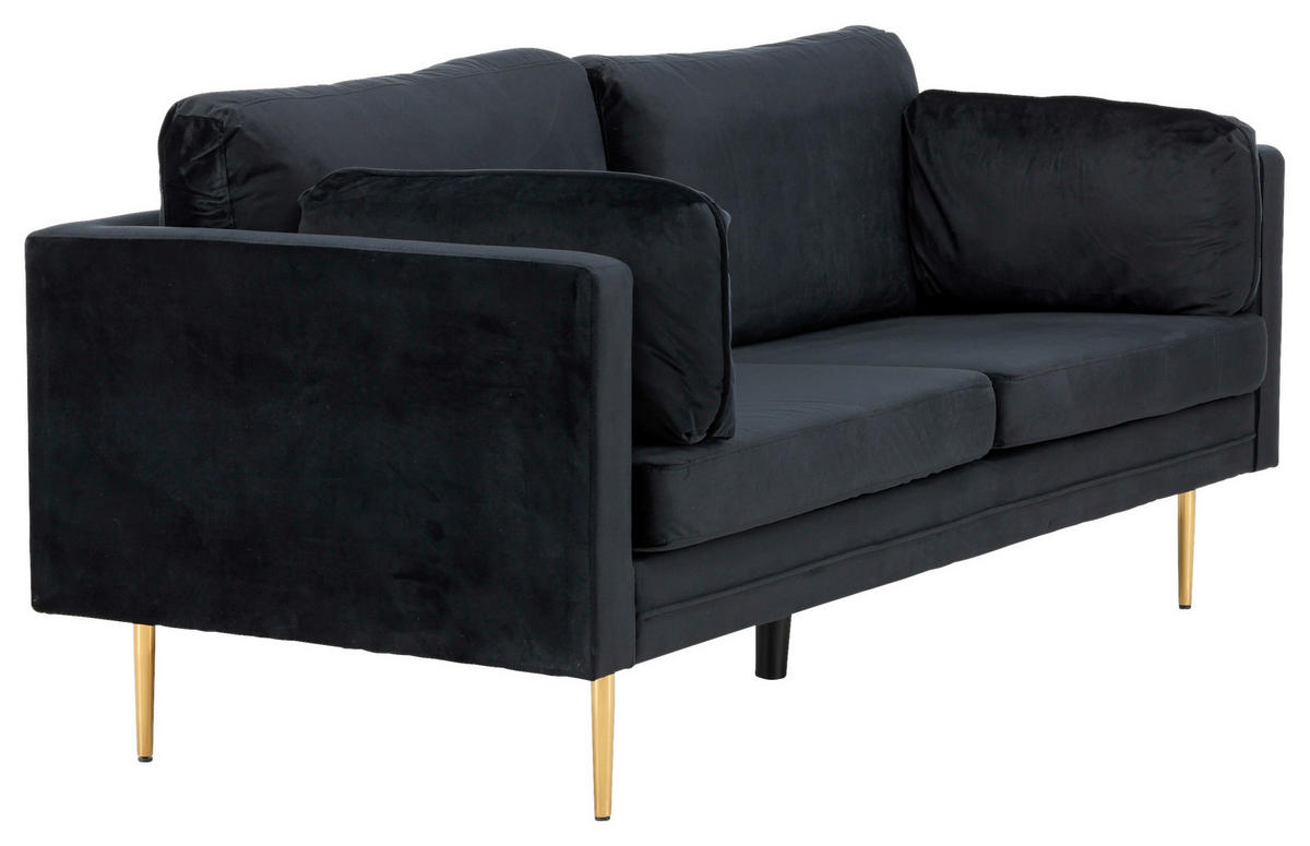 2-SITZER-SOFA in Schwarz, Goldfarben  - Goldfarben/Schwarz, Design, Textil/Metall (203/84/90cm) - Livetastic
