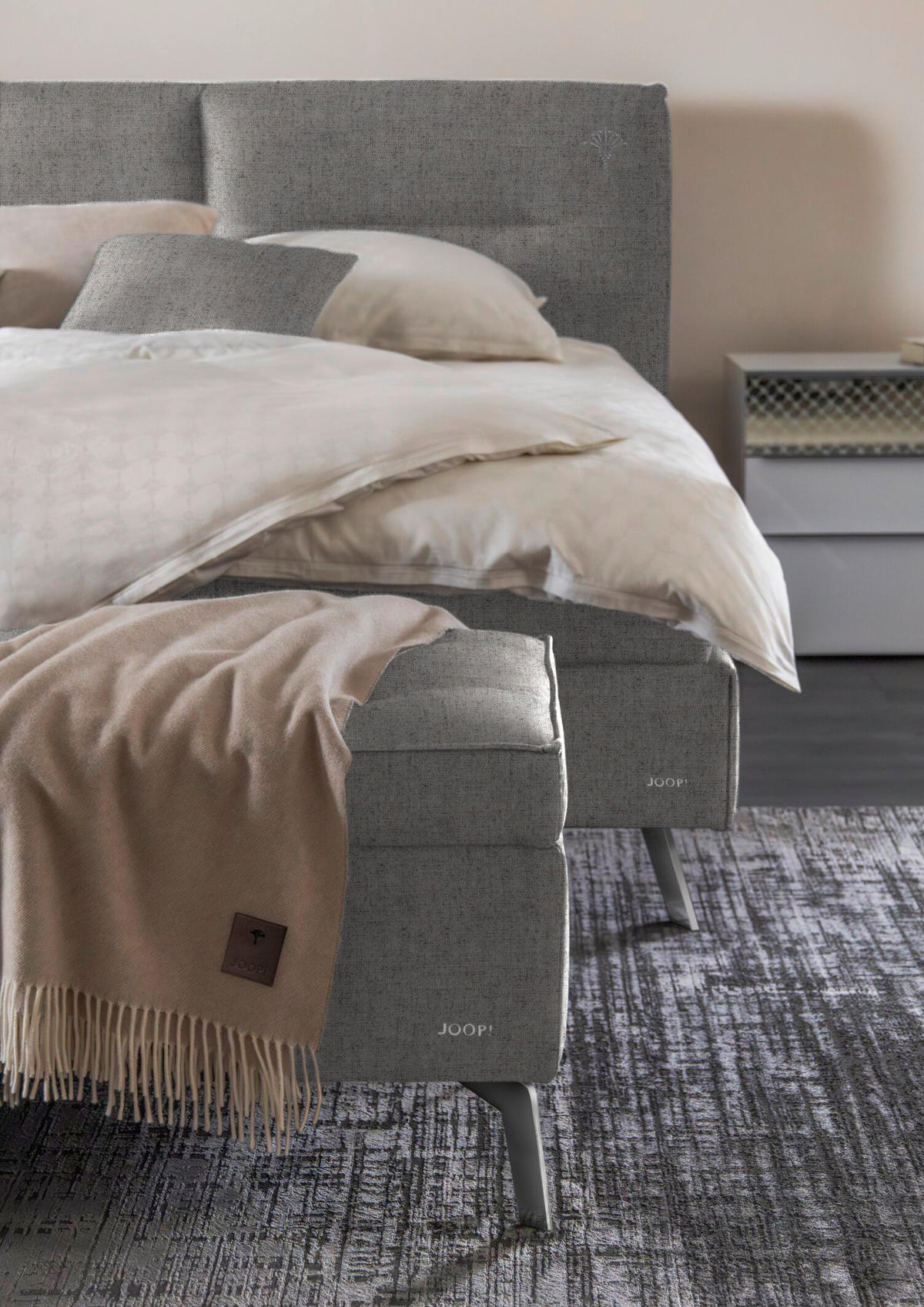 POLSTERBETT Greige 200/200 cm  - Greige/Alufarben, Design, Textil/Metall (200/200cm) - Joop!