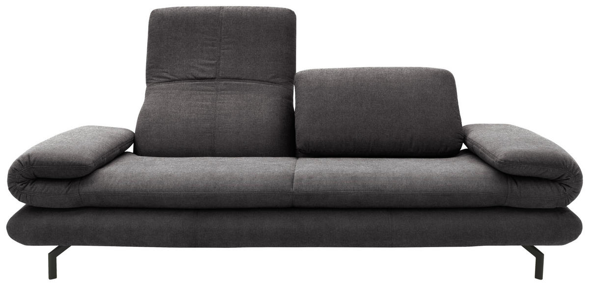 2,5-SITZER mit Funktionen Webstoff Anthrazit  - Anthrazit/Schwarz, Design, Textil/Metall (224 (284)/83 (110)/98cm) - LOOKS by W.Joop