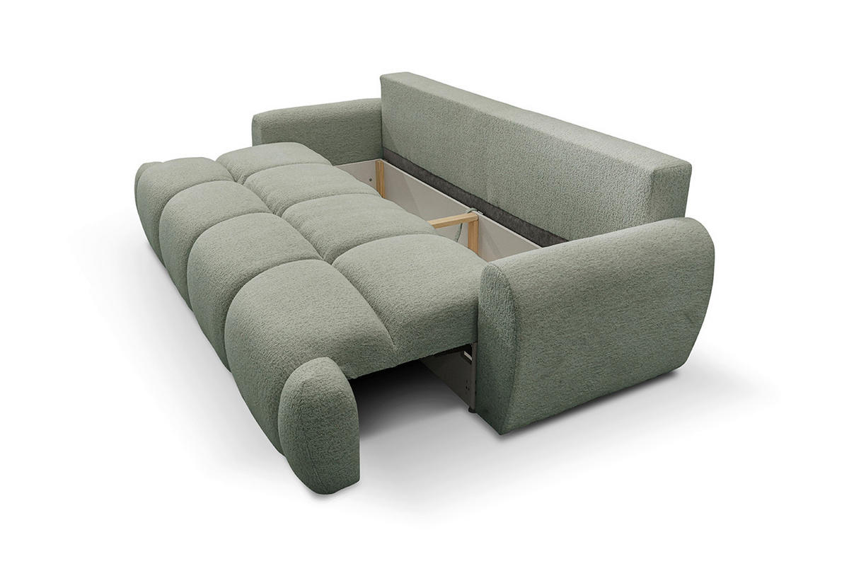 SCHLAFSOFA ALBA Struktur Olivgrün  inkl. Bettkasten, Schlaffunktion  - Schwarz/Olivgrün, Design, Holz/Textil (242/93/104cm) - MID.YOU