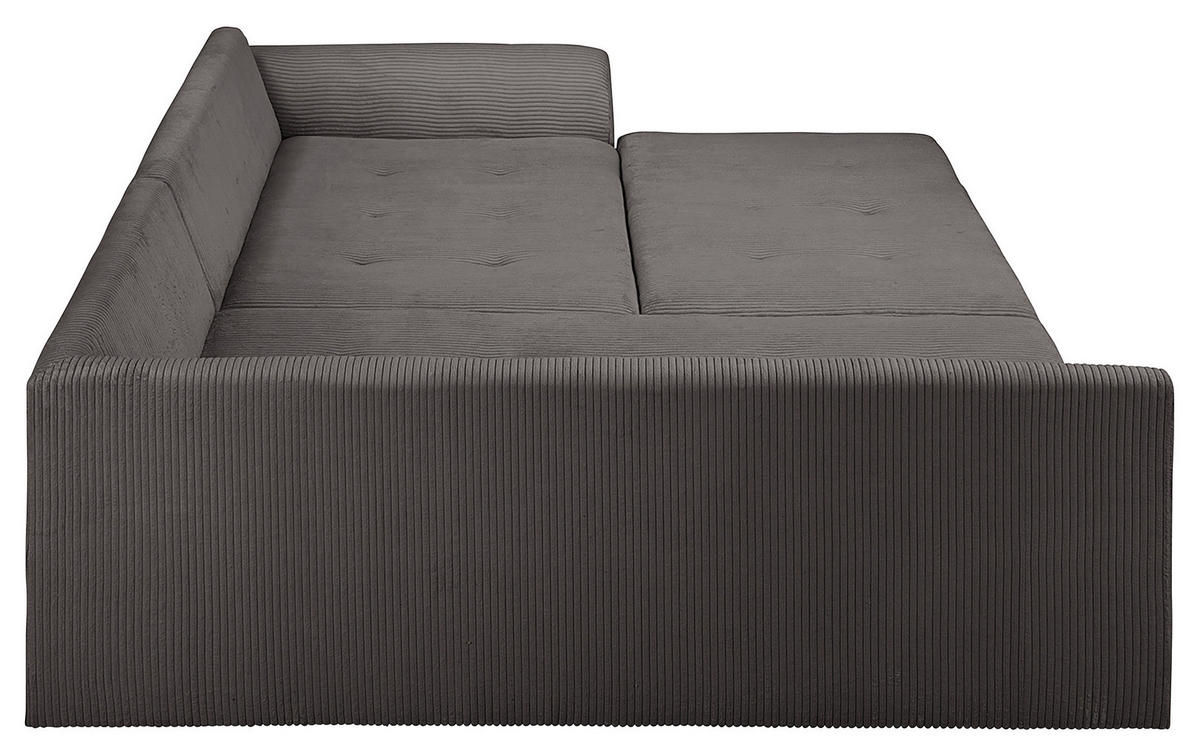 ECKSOFA inkl. Hocker Ariella Dunkelgrau Cord  - Dunkelgrau/Naturfarben, Design, Holz/Textil (161/231cm) - Livetastic