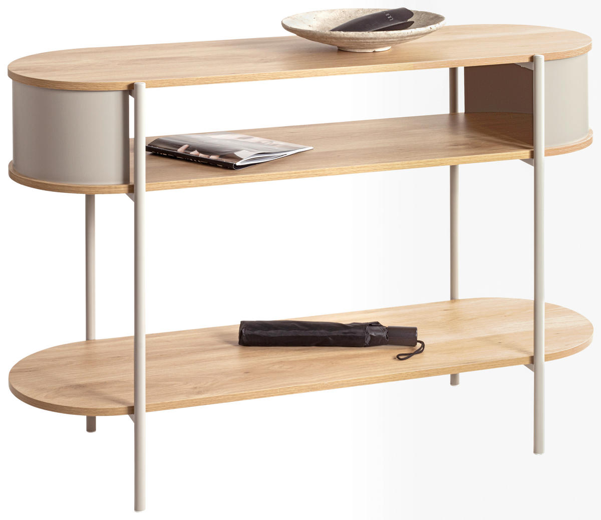 KONSOLENTISCH Eichefarben, Kaschmir  - Kaschmir/Eichefarben, Trend, Holzwerkstoff/Metall (110/76/39cm)