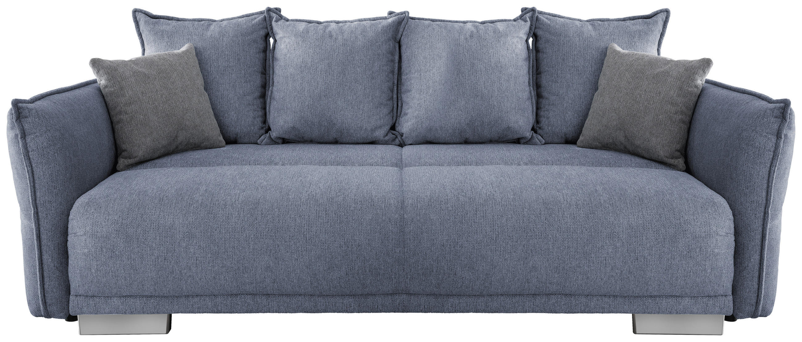 BIGSOFA in Chenille Hellblau  - Chromfarben/Silberfarben, Modern, Kunststoff/Textil (242/71/90/131cm) - Livetastic