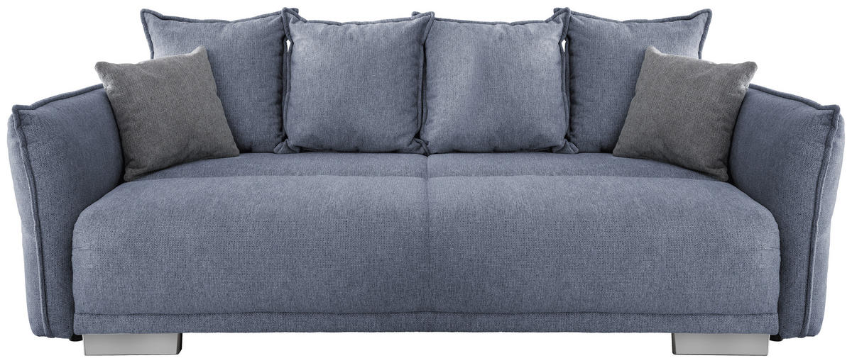BIGSOFA in Chenille Hellblau  - Chromfarben/Silberfarben, Modern, Kunststoff/Textil (242/71/90/131cm) - Livetastic
