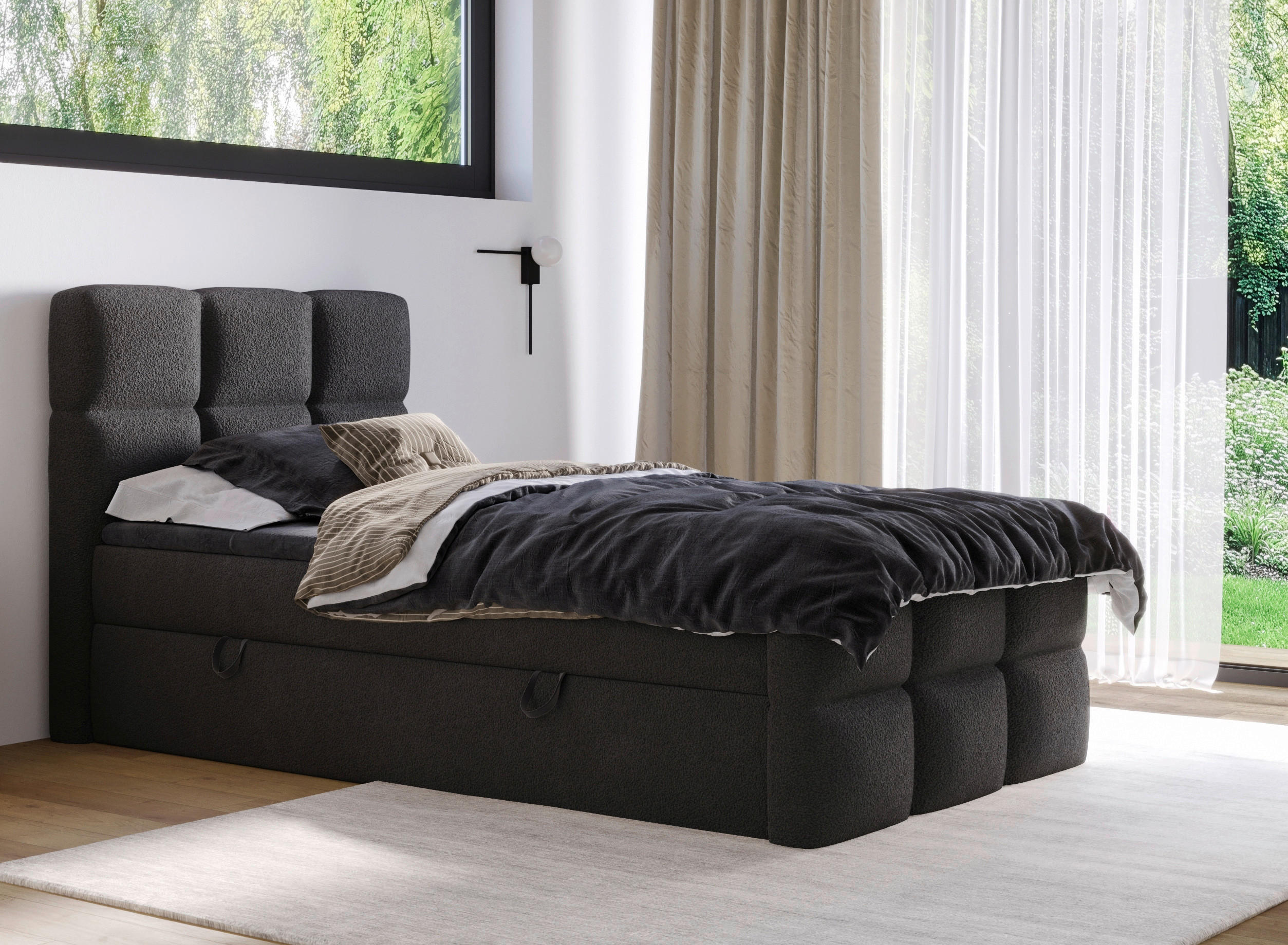 BOXBETT 120/200 cm  in Schwarz  - Schwarz, Design, Holzwerkstoff/Kunststoff (120/200cm) - Xora
