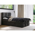 BOXBETT 120/200 cm,  in Schwarz, gepolstertes Kopfteil, Bettkasten, Topper, H3 = fest  - Schwarz, Design, Holzwerkstoff/Kunststoff (120/200cm) - Xora