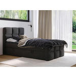 BOXBETT 120/200 cm,  in Schwarz, gepolstertes Kopfteil, Bettkasten, Topper, H3 = fest  - Schwarz, Design, Holzwerkstoff/Kunststoff (120/200cm) - Xora