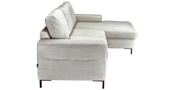 ECKSOFA Naturfarben Cord Rückenkissen, Bettkasten, Schlaffunktion, Rücken echt, Liegefläche im Originalstoff  - Schwarz/Naturfarben, KONVENTIONELL, Textil/Metall (240/150cm) - Carryhome