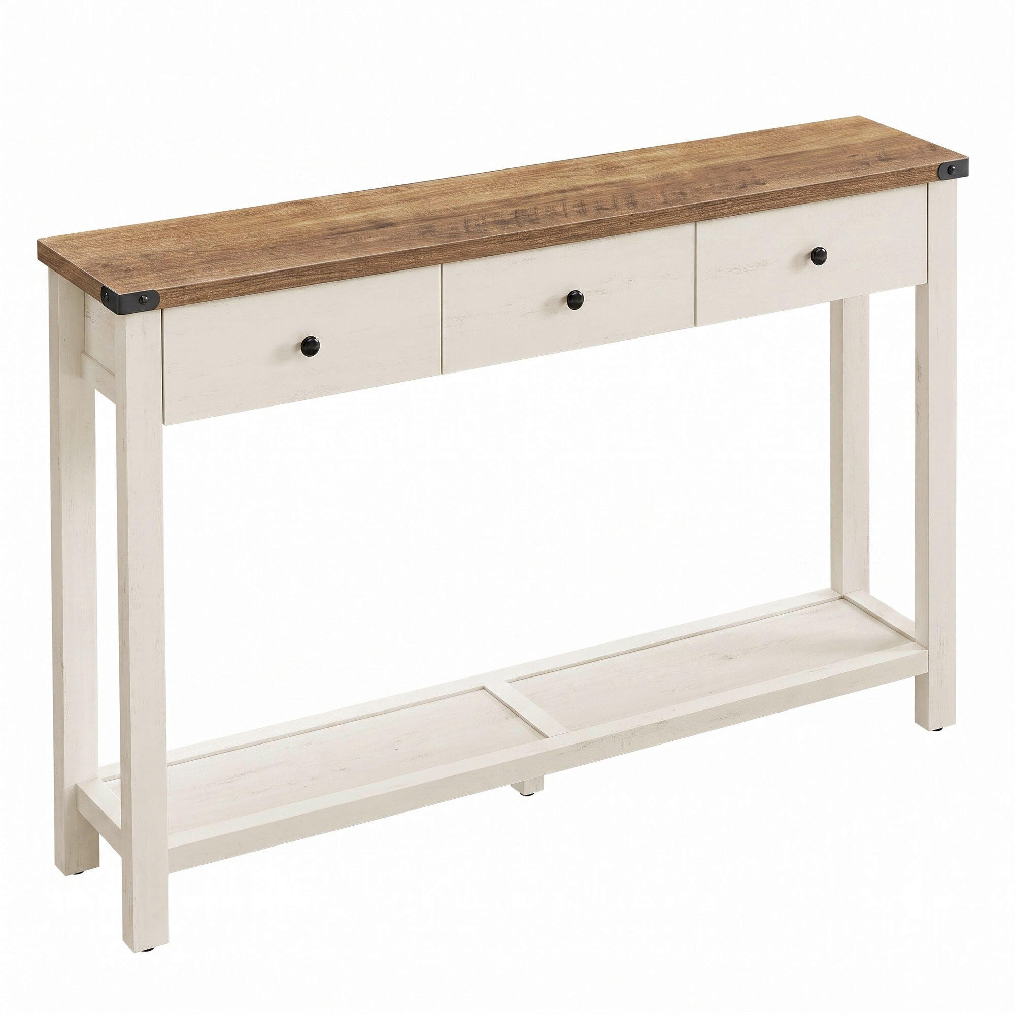 KONSOLENTISCH Weiß, Eichefarben  - Eichefarben/Schwarz, Trend, Holzwerkstoff/Metall (120/24/78cm) - Boxxx
