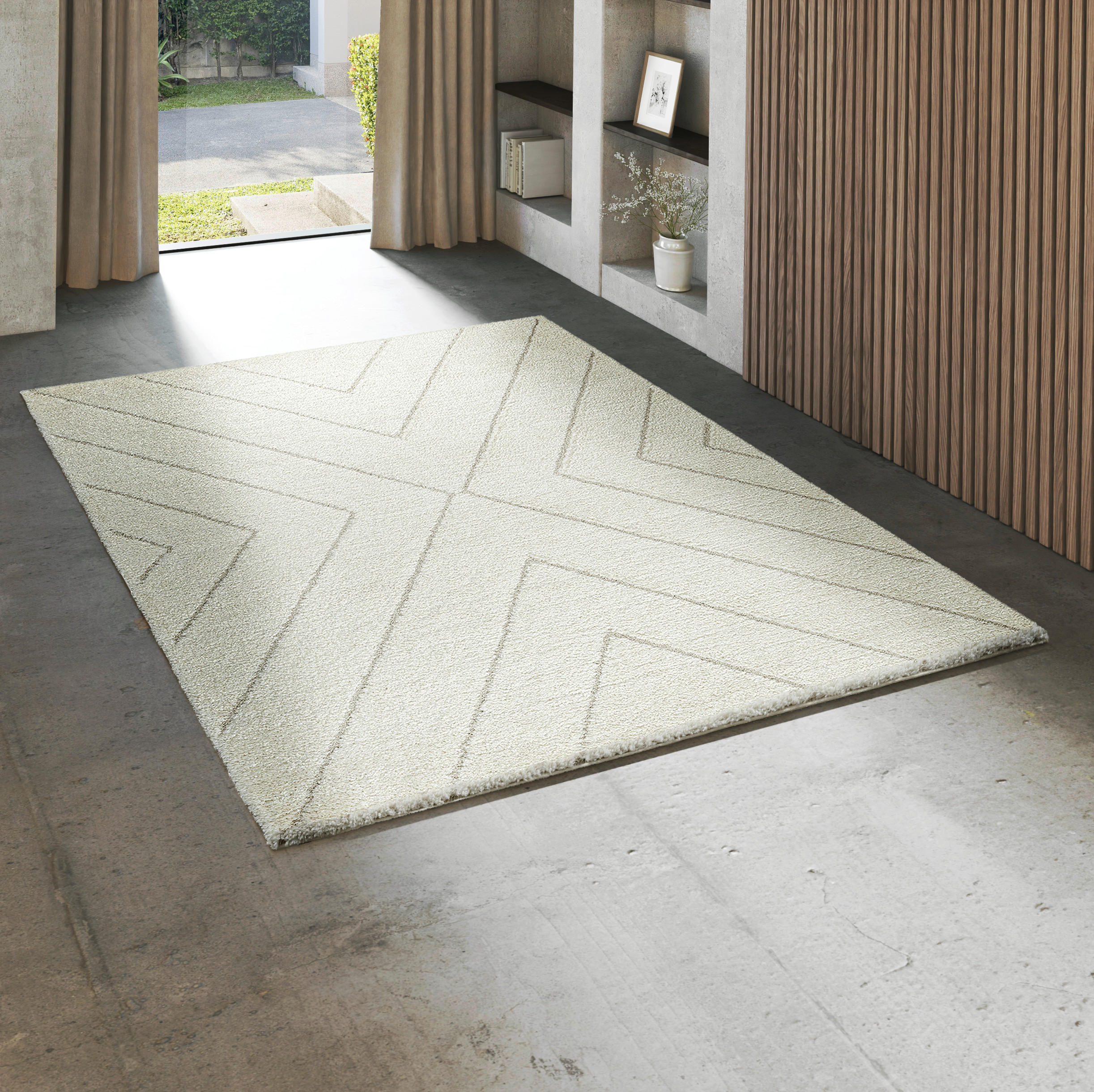 Webteppich (rechteckig: ca. 80 80/150 cm Ideal Shaggy Creme  - Creme, KONVENTIONELL, Textil (80/150cm)