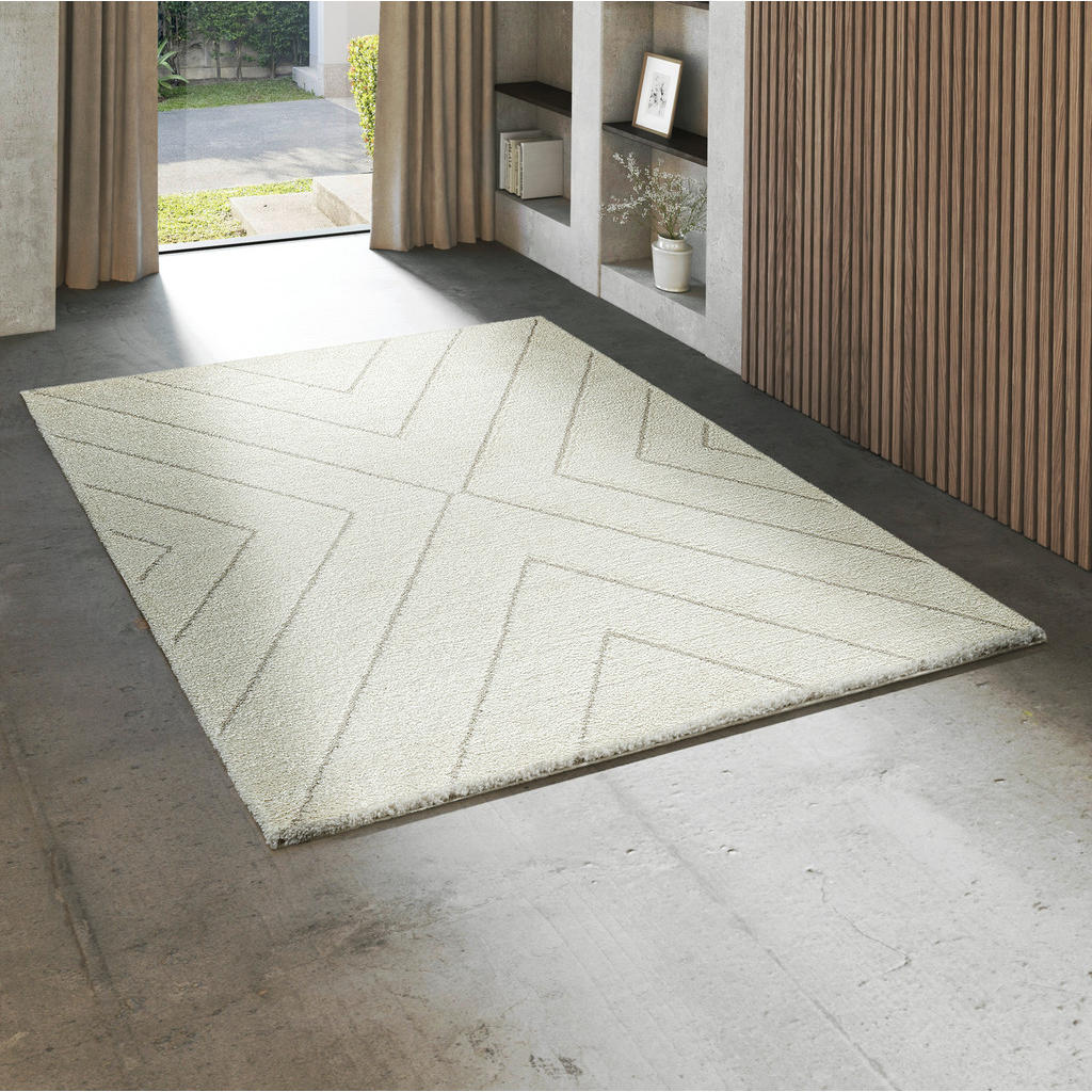 Thumbnail - Novel Sehenswert: Ideal Shaggy, Creme, Textil, Raute, rechteckig, 200x290 cm, ISO 9001, Bsci, Oeko-Tex® Standard 100, fü...