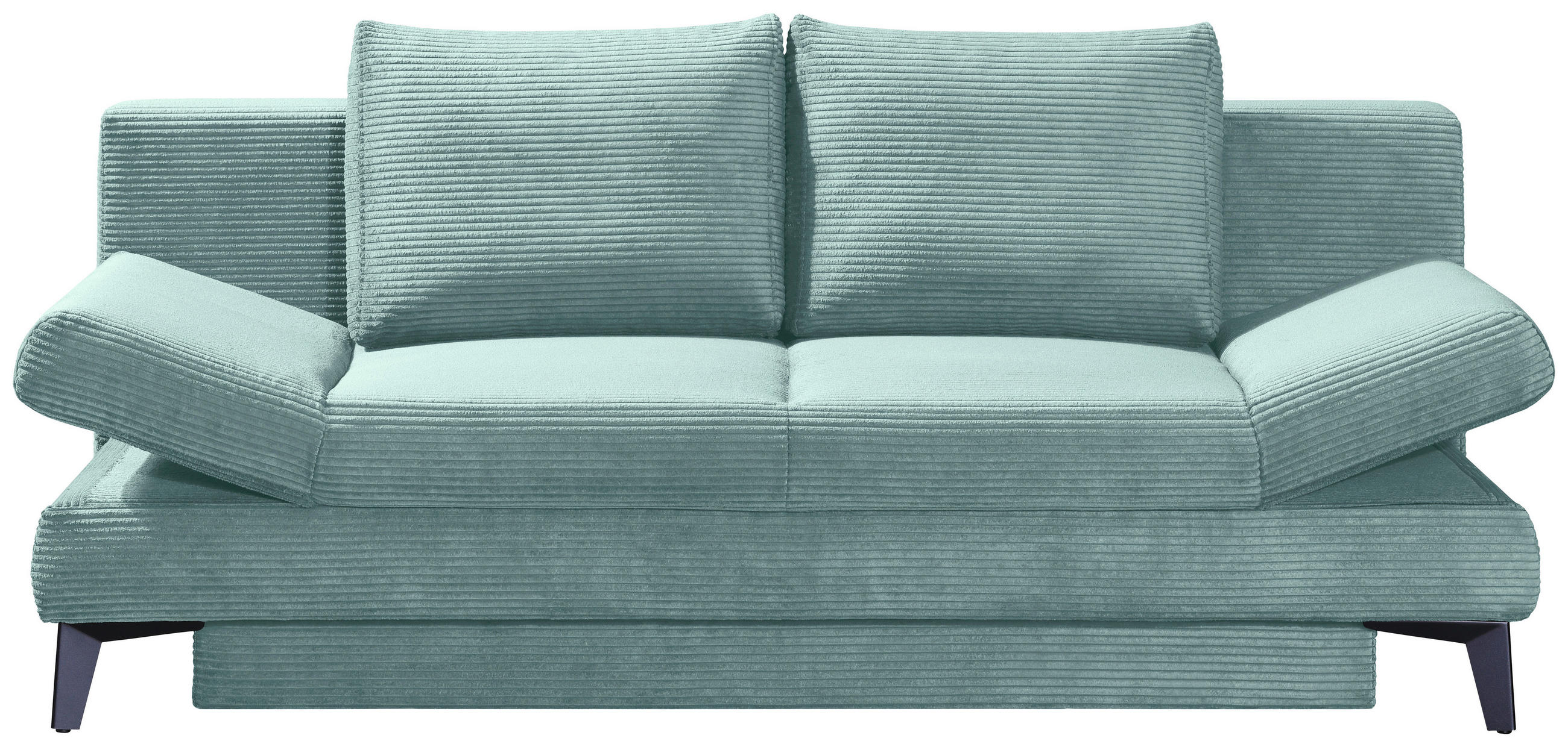 SCHLAFSOFA Cord Türkis  inkl. Bettkasten, Schlaffunktion, Armteilverstellung  - Türkis/Schwarz, Design, Textil/Metall (200/85/90cm) - Novel