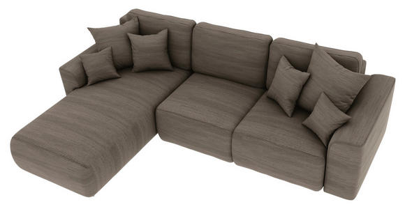 ECKSOFA Taupe Cord - Taupe/Chromfarben, KONVENTIONELL, Kunststoff/Textil (195/293cm) - Carryhome