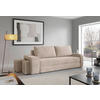 SCHLAFSOFA INES in Plüsch Beige  - Beige/Schwarz, Design, Kunststoff/Textil (258/98/95cm) - Livetastic