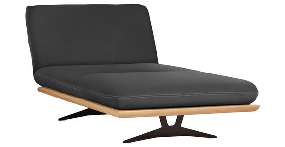 OTTOMANE Dunkelgrau Echtleder  - Dunkelgrau/Beige, Design, Leder/Holz (114/92/165cm) - Dieter Knoll