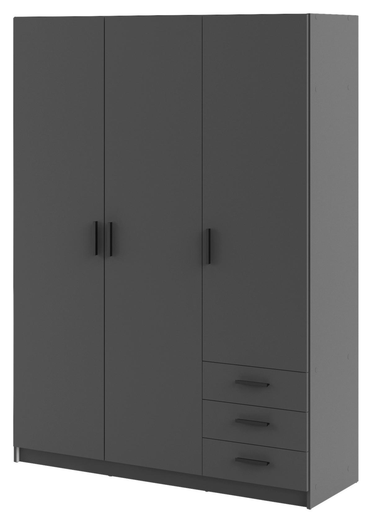 KLEIDERSCHRANK in Grau  - Schwarz/Grau, Basics, Holzwerkstoff/Metall (147/200,4/49,8cm) - MID.YOU
