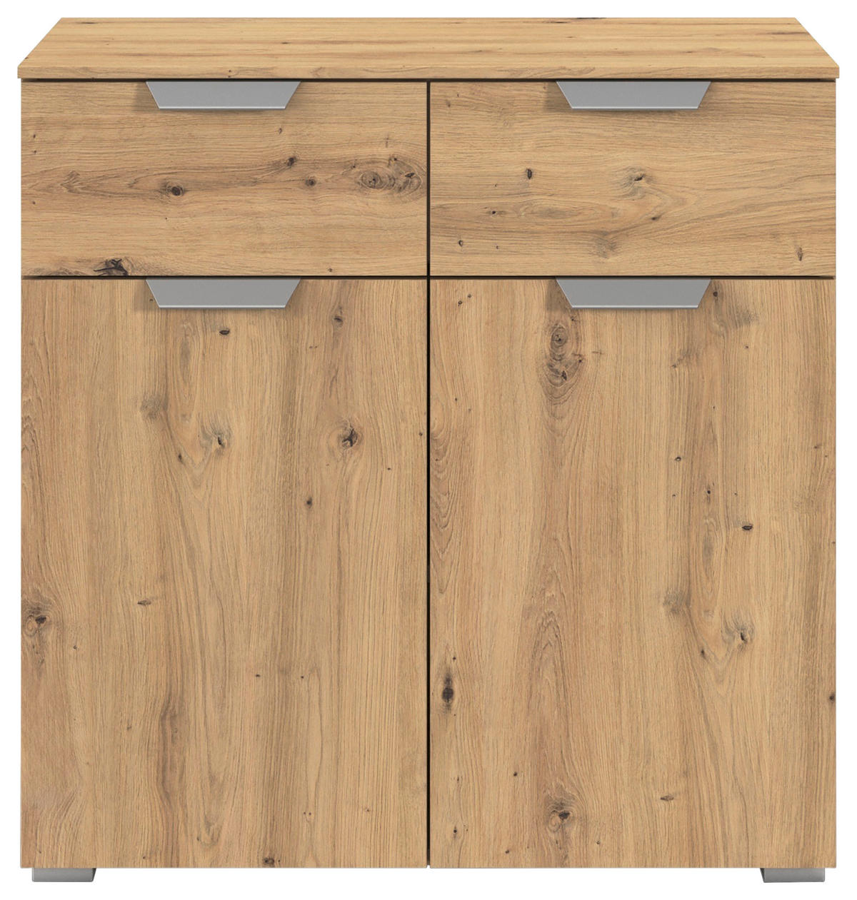 KOMODA, hrast artisan  - siva/barve aluminija, Design, kovina/leseni material (80/81/42cm) - Xora