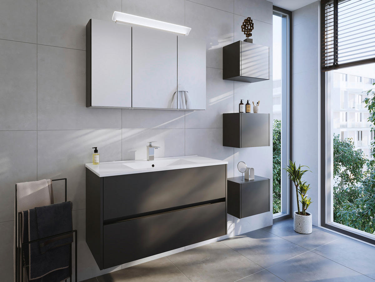 BADEZIMMER 5-teilig  in 100 cm  - Graphitfarben/Weiß, Basics, Keramik/Holzwerkstoff (100cm) - MID.YOU