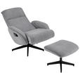 RELAXSESSELSET inkl. Funktion Cord Relaxfunktion, Hocker    - Dunkelgrau/Schwarz, Design, Textil/Metall (75/106/74cm) - Xora