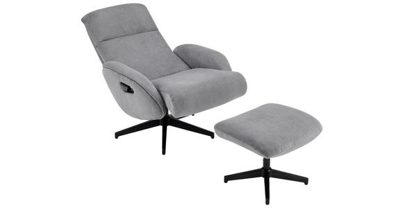 RELAXSESSELSET inkl. Funktion Cord Relaxfunktion, Hocker - Dunkelgrau/Schwarz, Design, Textil/Metall (75/106/74cm) - Xora