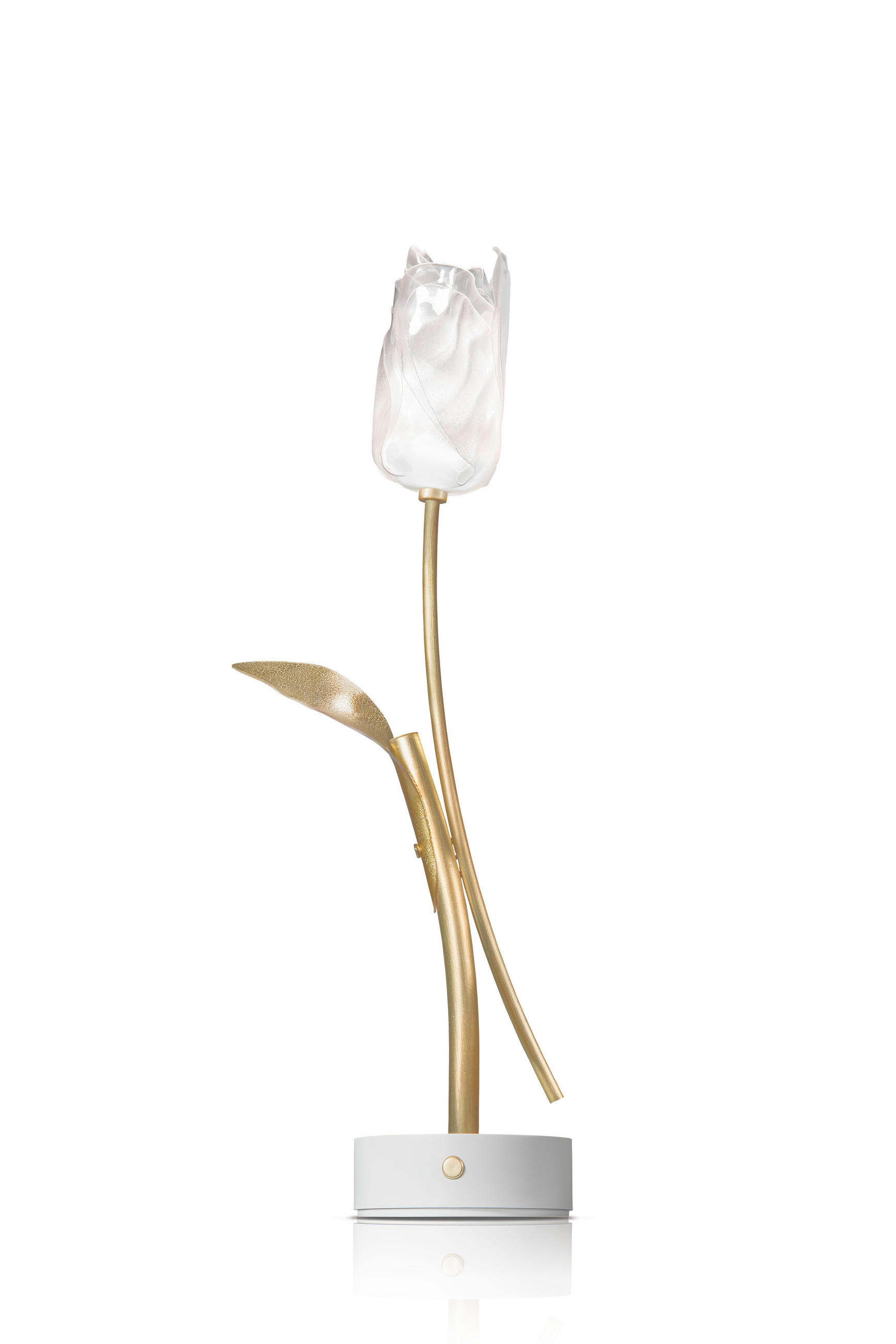 AKKU-TISCHLEUCHTE Tulip Battery 8,5/15/38 cm   - Transparent/Goldfarben, KONVENTIONELL, Kunststoff/Metall (8,5/15/38cm) - Slamp