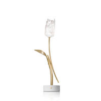AKKU-TISCHLEUCHTE Tulip Battery 8,5/15/38 cm   - Transparent/Goldfarben, KONVENTIONELL, Kunststoff/Metall (8,5/15/38cm) - Slamp