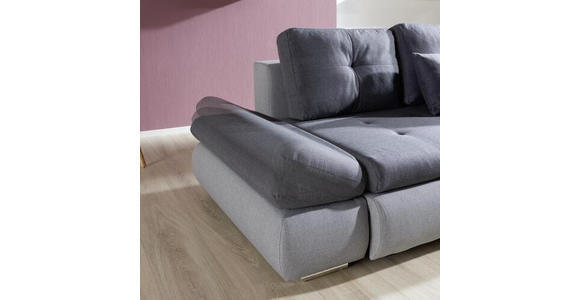 ECKSOFA Hellgrau, Dunkelgrau Webstoff  - Chromfarben/Dunkelgrau, Design, Kunststoff/Textil (302/187cm) - Carryhome