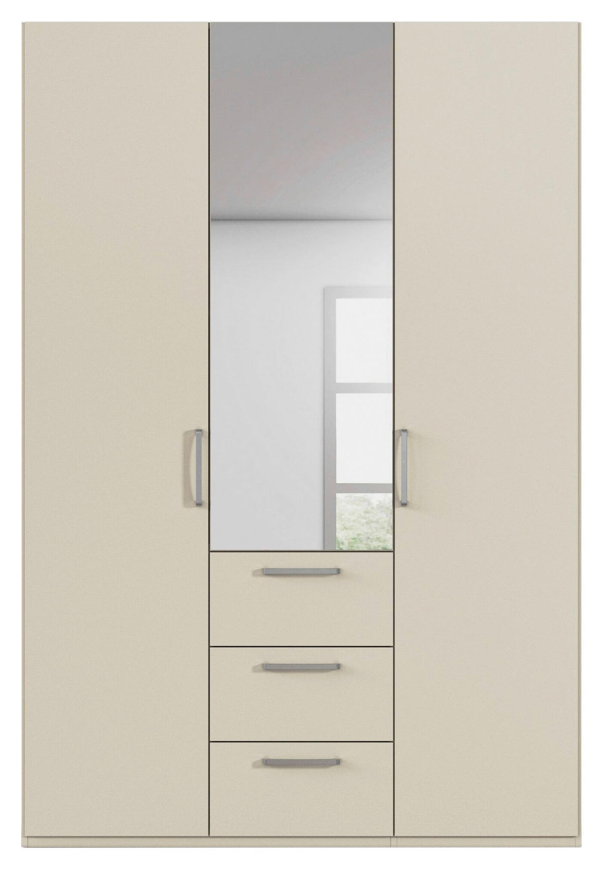 DREHTÜRENSCHRANK 151/223/61 cm,  in Champagner, 3-türig  - Edelstahlfarben/Champagner, Basics, Glas/Holzwerkstoff (151/223/61cm) - Novel