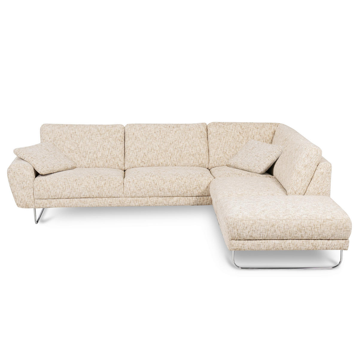 ECKSOFA 273/250 cm SPRING in Webstoff Beige Zierkissen  273/250 cm  - Chromfarben/Beige, Design, Textil/Metall (273/250cm) - Livetastic