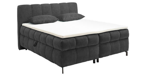 BOXBETT 180/200 cm  in Dunkelgrau  - Dunkelgrau/Schwarz, KONVENTIONELL, Kunststoff/Textil (180/200cm) - Hom`in