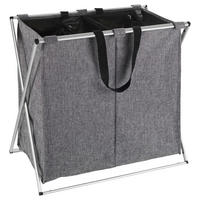 WÄSCHEKORB - Alufarben/Grau, Basics, Textil/Metall (59/57/38cm) - Wenko