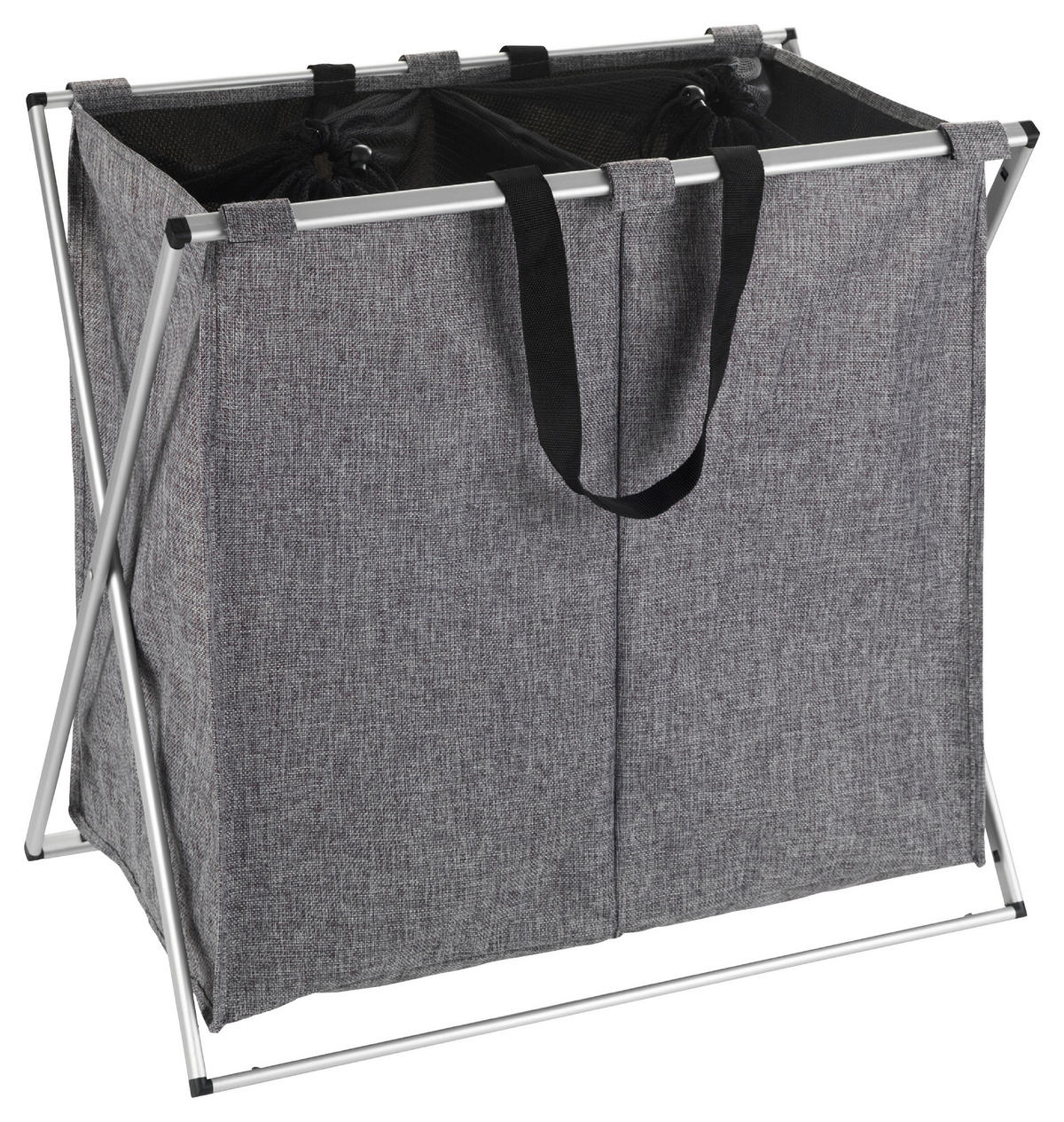 WÄSCHEKORB - Alufarben/Grau, Basics, Textil/Metall (59/57/38cm) - Wenko