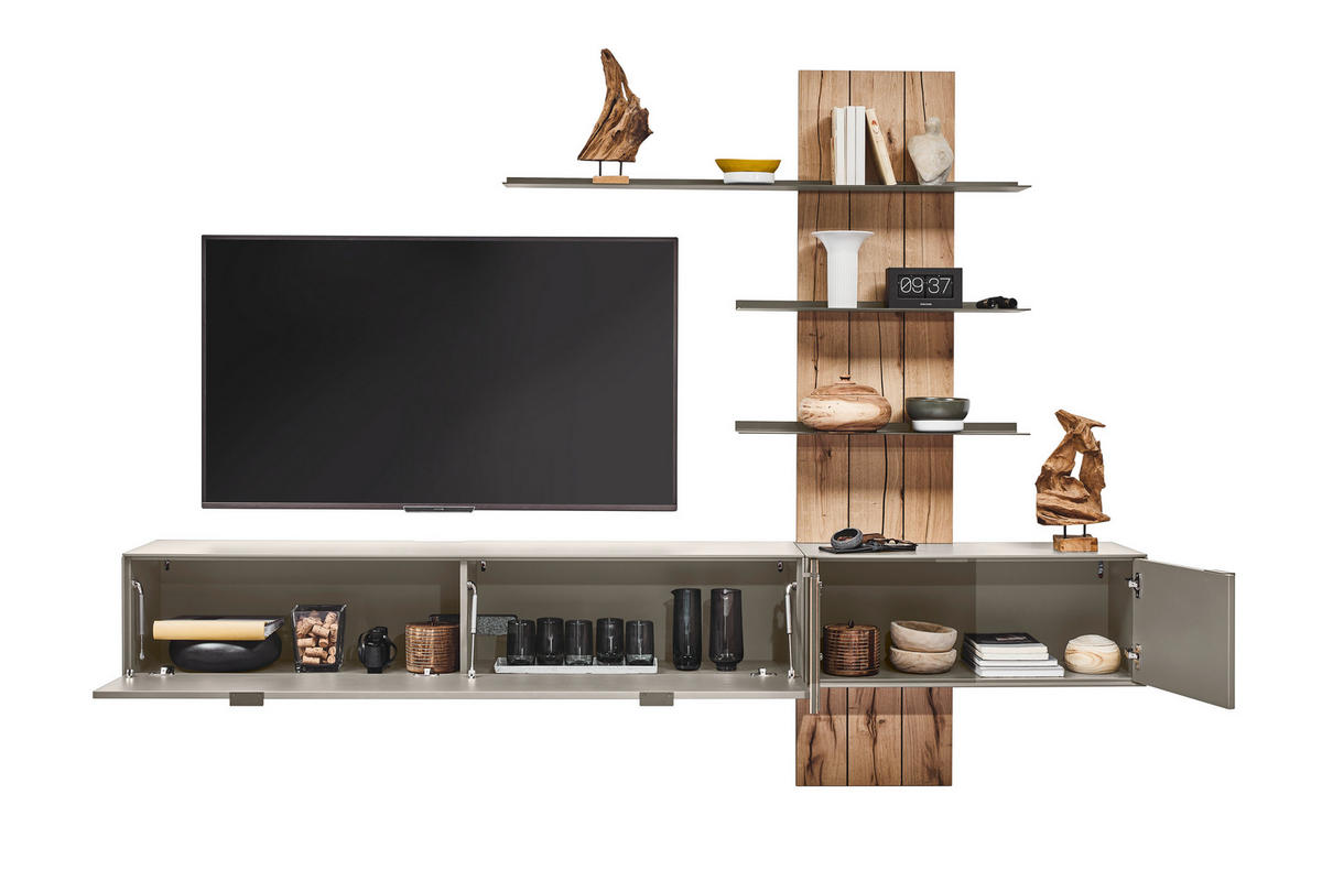 WOHNWAND  in Eichefarben, Hellgrau  273,8/205,5/37,1 cm  - Eichefarben/Hellgrau, Design, Holz/Holzwerkstoff (273,8/205,5/37,1cm) - Dieter Knoll