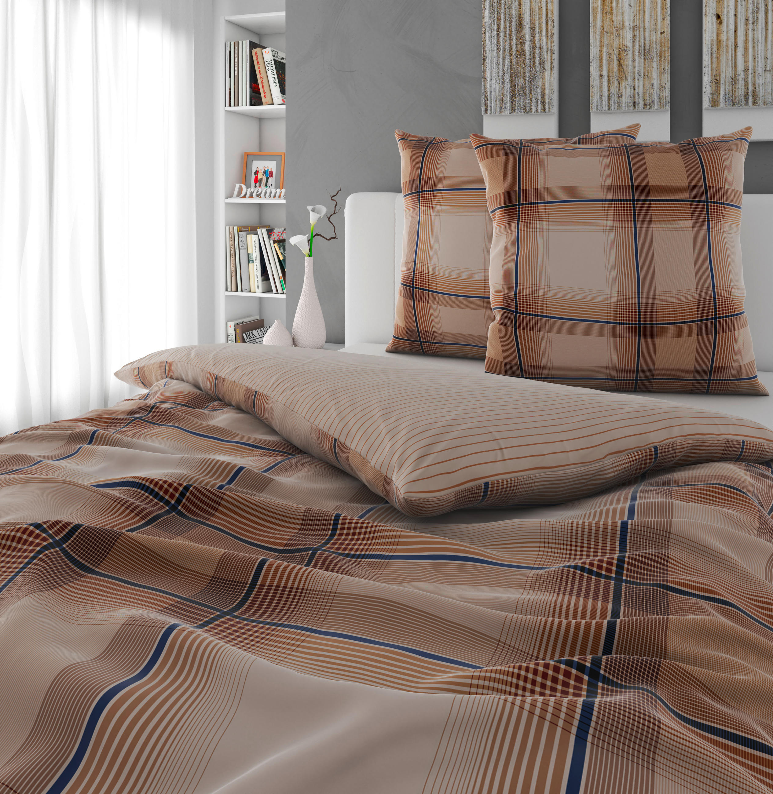 WENDEBETTWÄSCHE Satin 200/200 cm  - Braun/Grau, Textil (200/200cm) - Novel