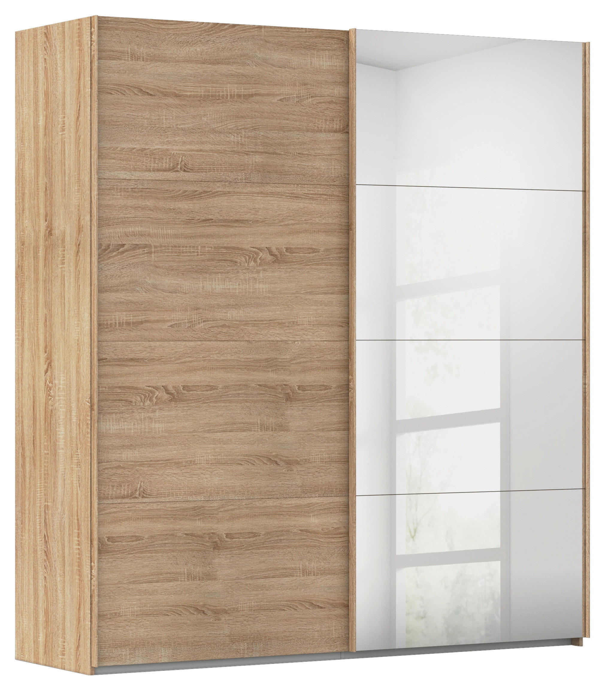 SCHWEBETÜRENSCHRANK 201/223/68 cm,  in Sonoma Eiche, 2 Tür(en)  - Sonoma Eiche, Design, Glas/Holzwerkstoff (201/223/68cm) - Novel