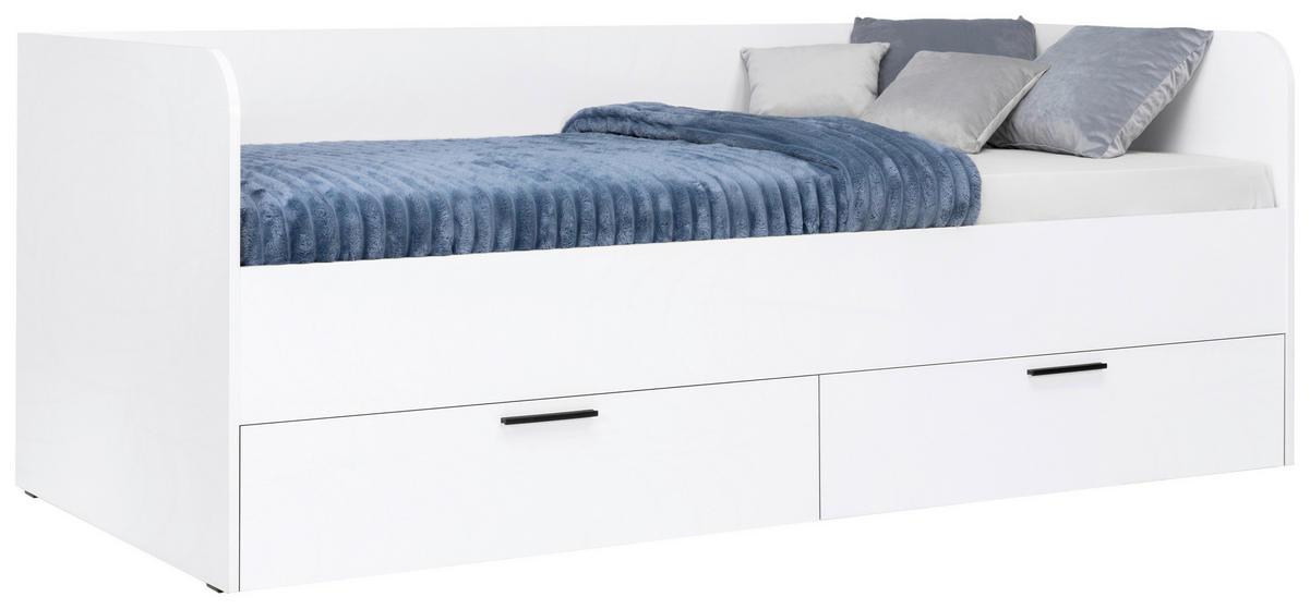 STAURAUMBETT 90/200 cm  in Weiß Hochglanz  - Weiß Hochglanz/Weiß, MODERN, Holzwerkstoff (90/200cm) - MID.YOU