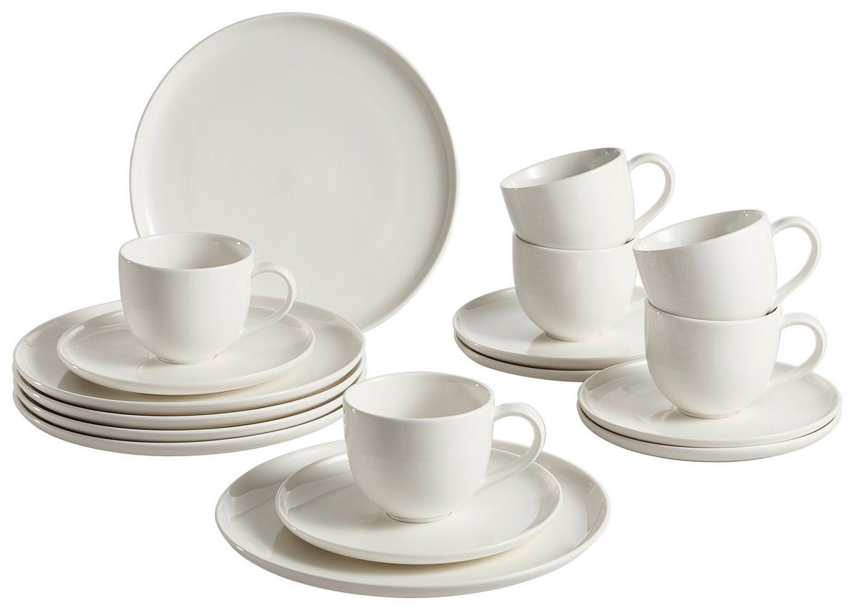 KAFFEESERVICE Weiß 18-teilig  - Weiß, Basics, Keramik - Ritzenhoff Breker
