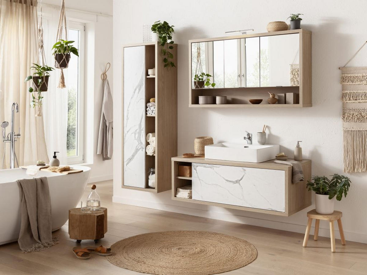 VISOKA OMARA 52/160/35 cm  - barve hrasta/bela, Moderno, leseni material (52/160/35cm) - Xora