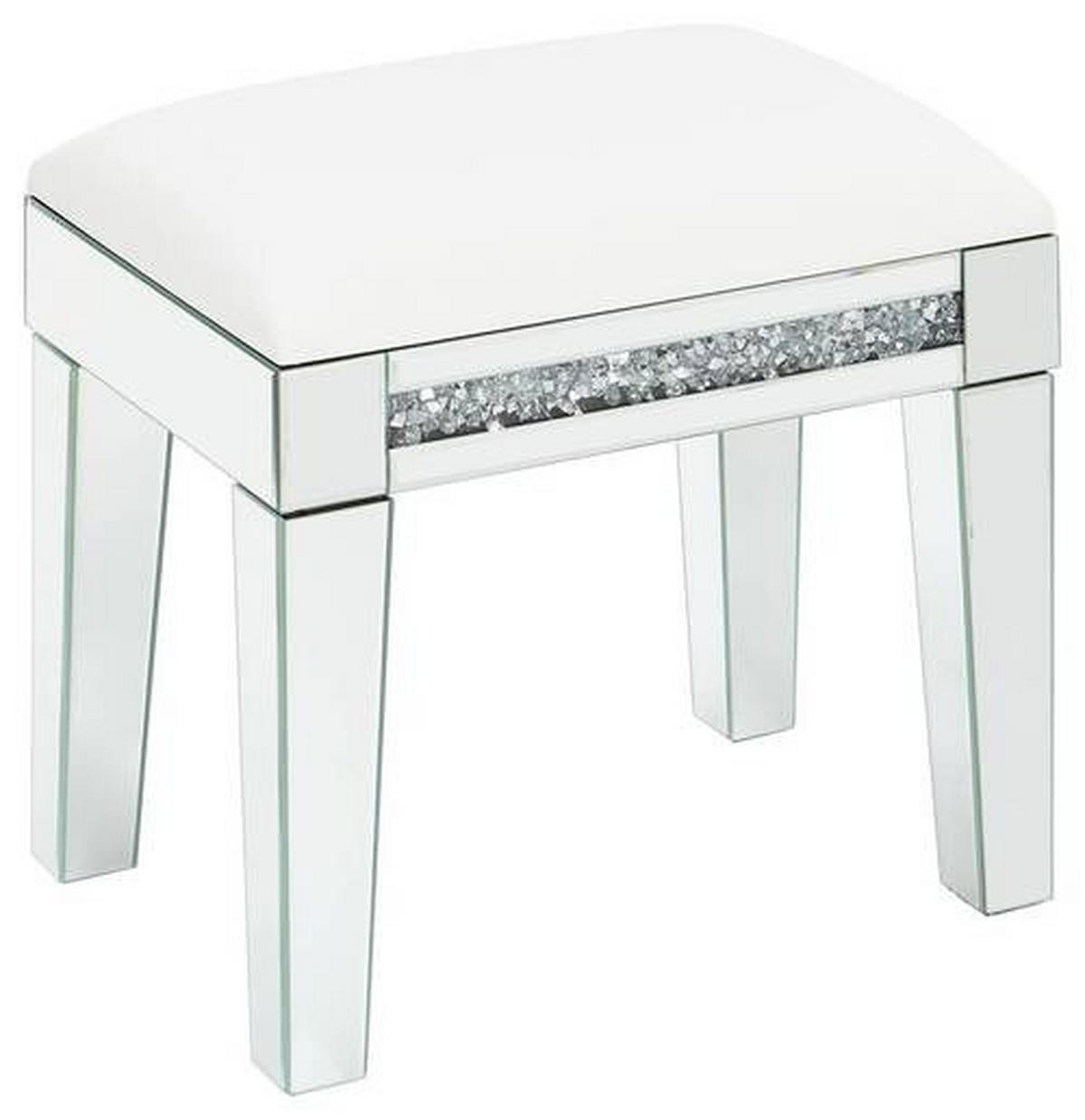 HOCKER Lederlook Silberfarben, Weiß  - Silberfarben/Weiß, LIFESTYLE, Glas/Textil (50/47,5/35cm) - Xora