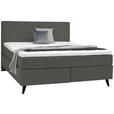 BOXSPRINGBETT 180/200 cm  in Grau  - Schwarz/Grau, KONVENTIONELL, Holz/Textil (180/200cm) - Voleo