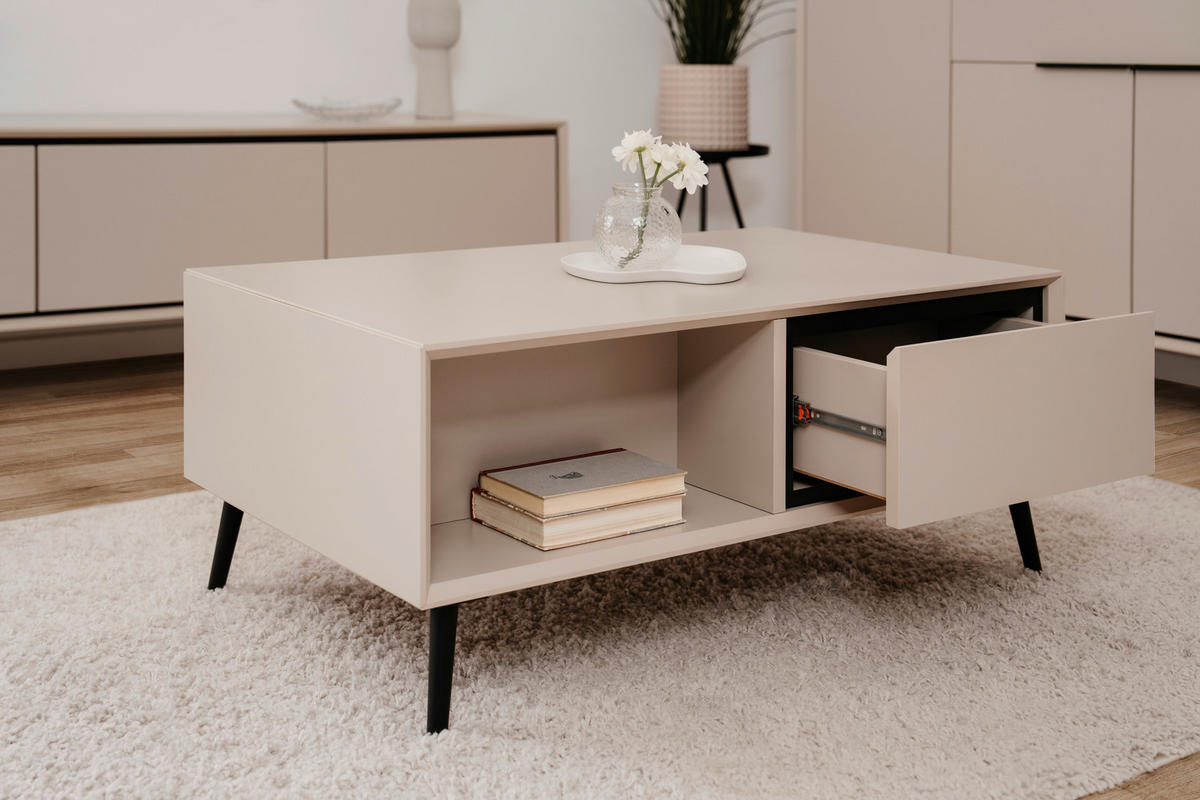 COUCHTISCH rechteckig Schwarz, Sandfarben  - Sandfarben/Schwarz, KONVENTIONELL, Holzwerkstoff/Kunststoff (94/40/50cm) - Livetastic