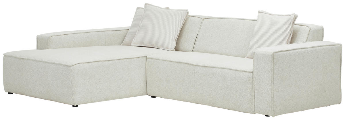 ECKSOFA in Chenille Creme  - Creme/Schwarz, Konventionell, Kunststoff/Textil (188/280cm) - Carryhome