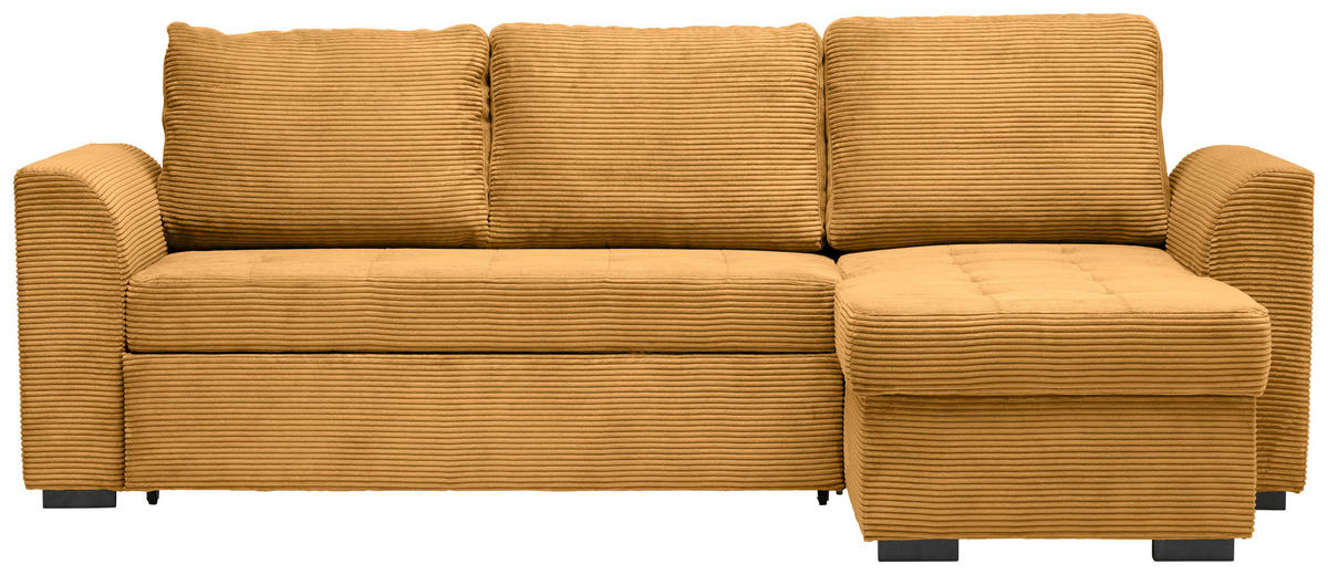 SAROKKANAPÉ textil currysárga  - fekete/currysárga, Design, műanyag/textil (243/155cm) - Xora