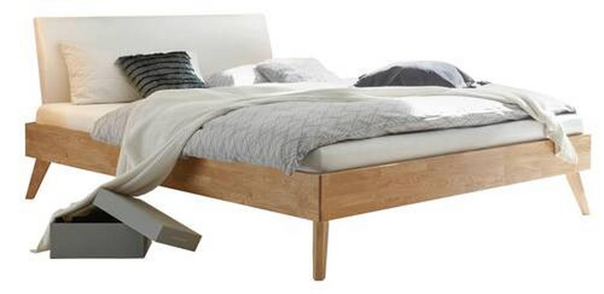 BETT 200/200 cm  in Eiche Bianco   - Eiche Bianco/Weiss, Design, Holz/Textil (200/200cm) - Hasena