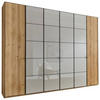 DREHTÜRENSCHRANK in Champagner, Eiche Bianco  - Schieferfarben/Eiche Bianco, Modern, Glas/Holzwerkstoff (300/216/58cm) - Novel