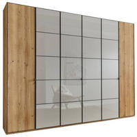DREHTÜRENSCHRANK in Champagner, Eiche Bianco  - Schieferfarben/Eiche Bianco, Modern, Glas/Holzwerkstoff (300/216/58cm) - Novel