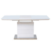 MASĂ din metal, sticlă, material pe bază de lemn 140-180/80/76 cm   - alb/culoare inox, Design, sticlă/metal (140-180/80/76cm) - Carryhome